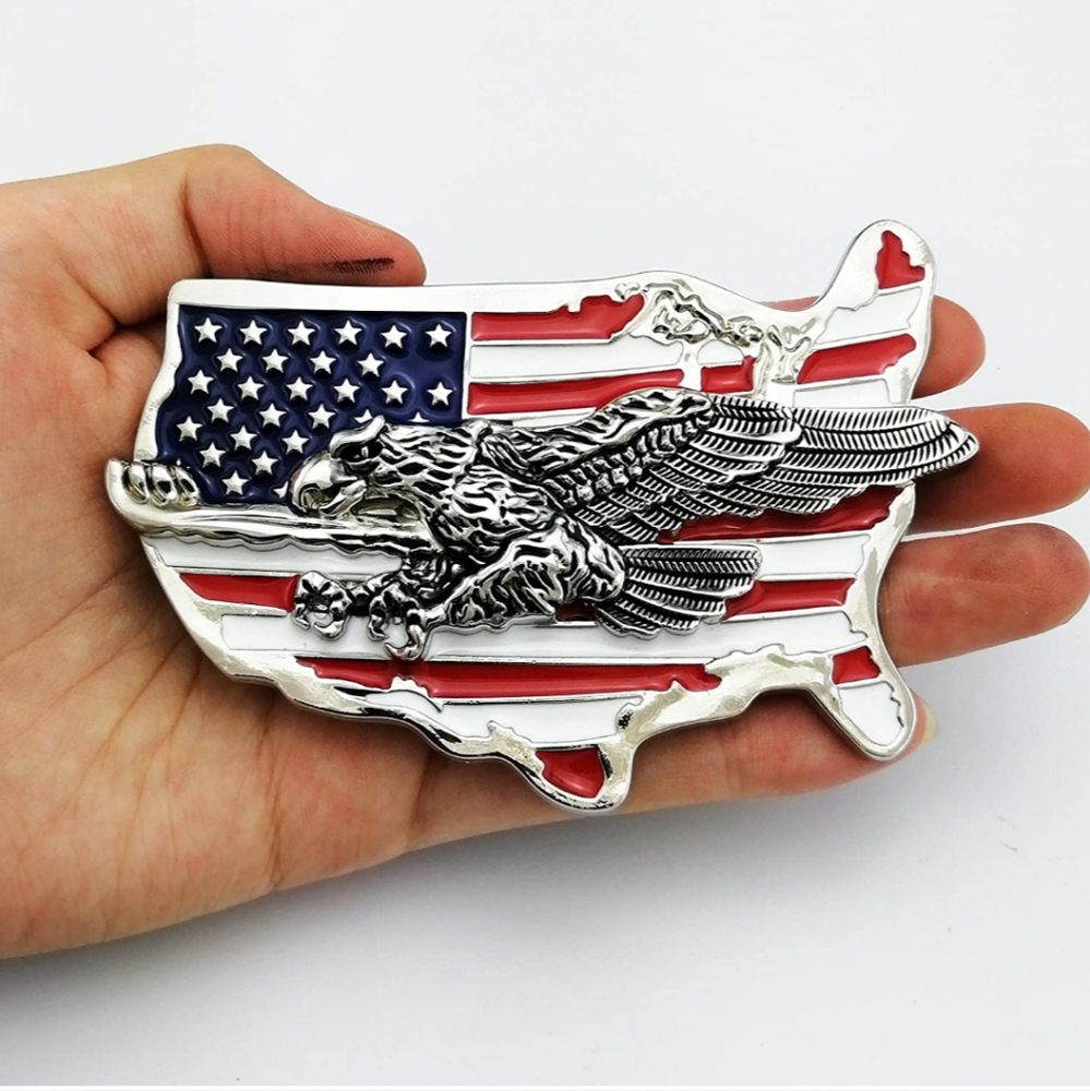 New American flag eagle belt buckle 3x4 approximately